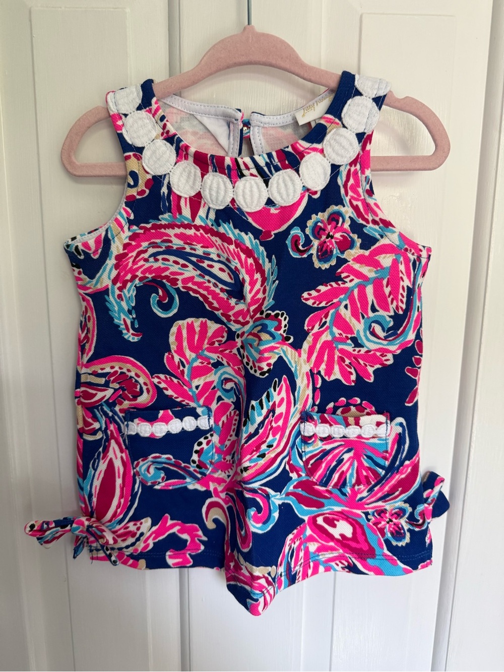 Lilly Pulitzer Navy Tank Dress with Pink & Turquoise Paisley
